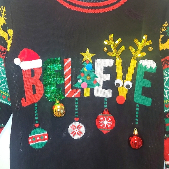 Christmas Sweater with Hanging Bells Holiday Party Festive Sweater - Picture 5 of 17